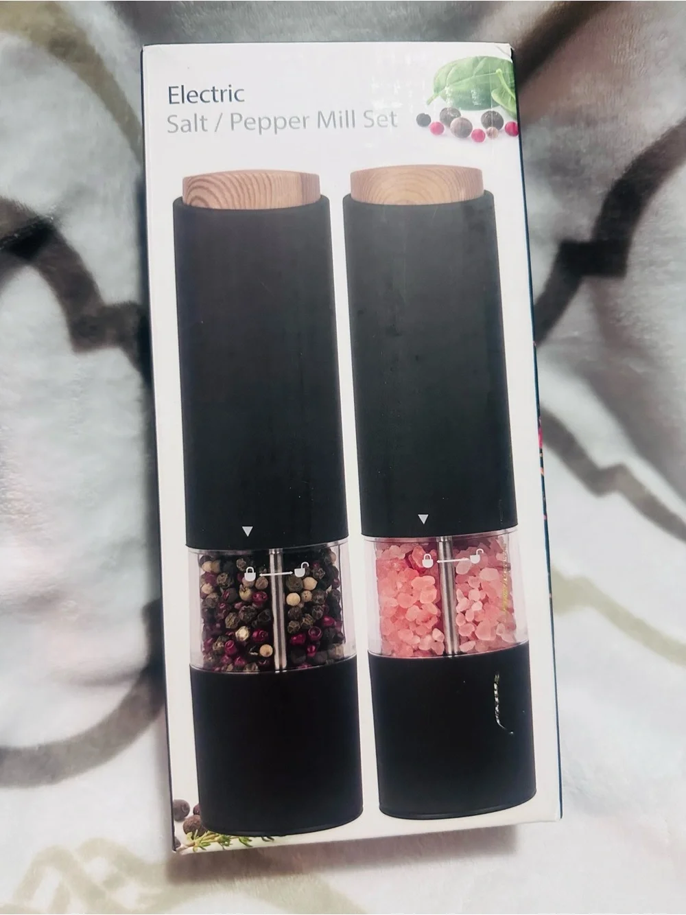 Electric Salt & Pepper Mill Set - Black Automatic Grinders